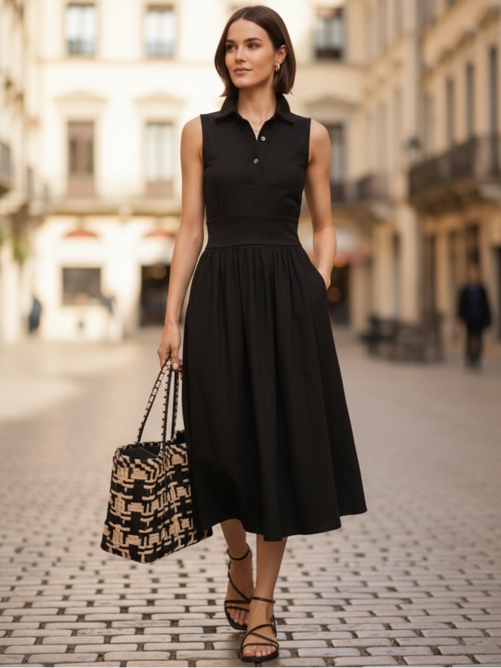 Large Pomander Place Black Mikaela Midi Dress
